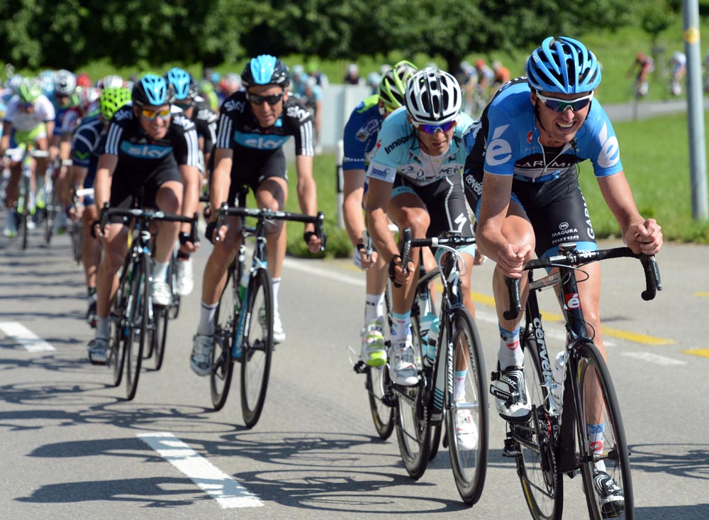Johan Van Summeren chases, Tour de Suisse 2012, stage six