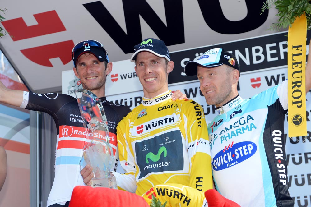 Schleck, Costa and Leipheimer on podium, Tour de Suisse 2012, stage nine Schleck, Costa and Leipheimer on podium, Tour de Suisse 2012, stage nine