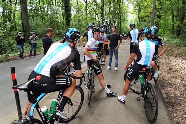 Back of stage one finish, Tour de France 2012, stage one recce ride