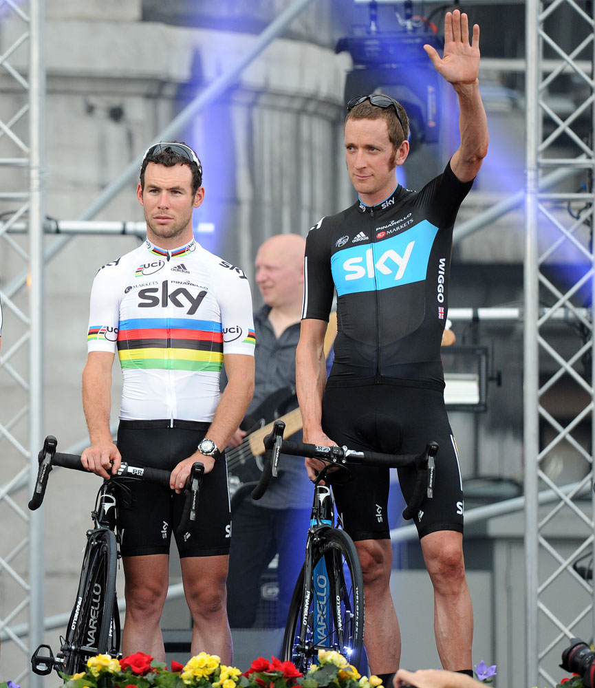 Mark Cavendish and Bradley Wiggins, Tour de France 2012 presentation Mark Cavendish and Bradley Wiggins, Tour de France 2012 presentation