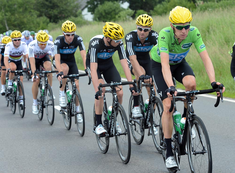 Bradley Wiggins in lead, Tour de France 2012, stage one