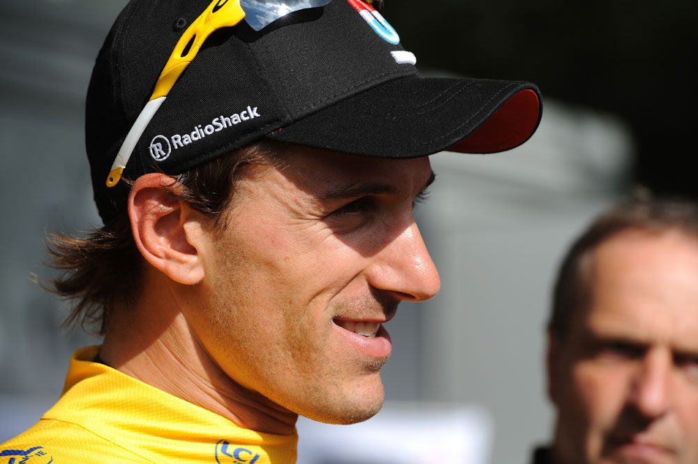 Fabian Cancellara on podium, Tour de France 2012, stage two