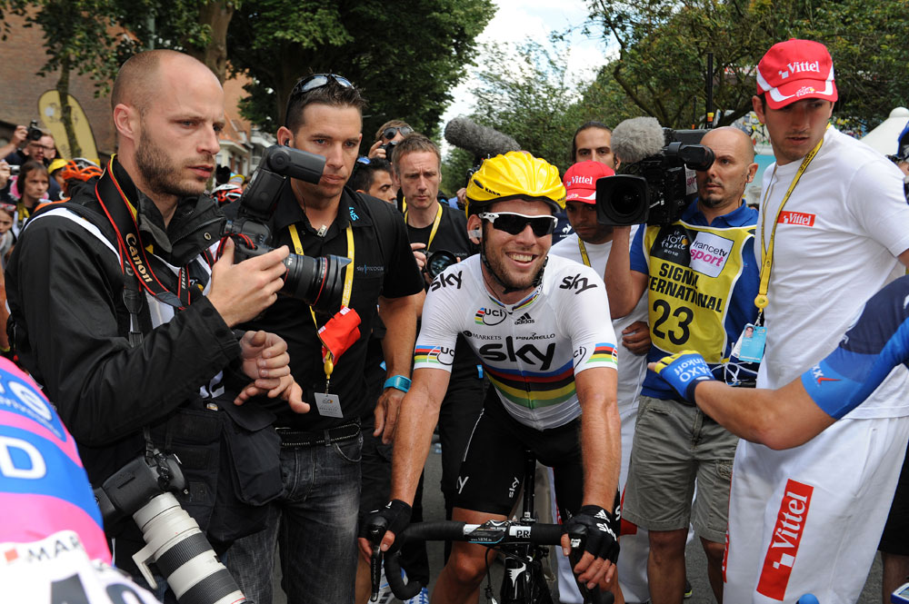 Mark Cavendish after winning, Tour de France 2012, stage two