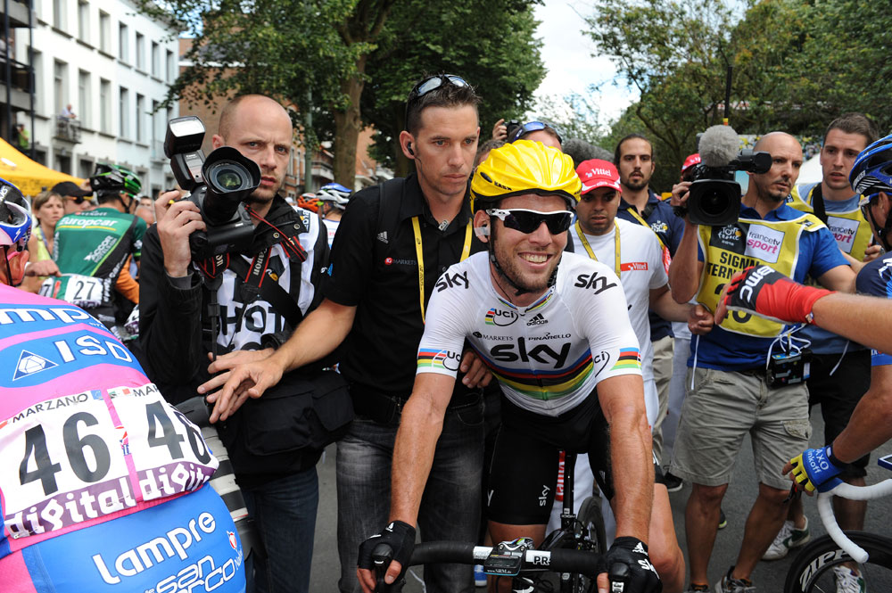 Mark Cavendish after winning, Tour de France 2012, stage two