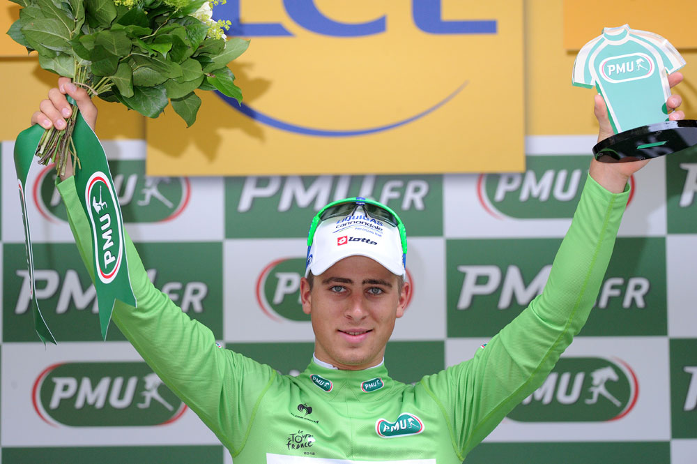 Peter Sagan, green jersey, Tour de France 2012, stage two Peter Sagan, green jersey, Tour de France 2012, stage two