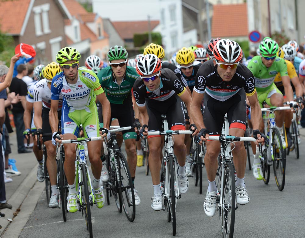 Nibali, Gallopin and Monfort chase, Tour de France 2012, stage three