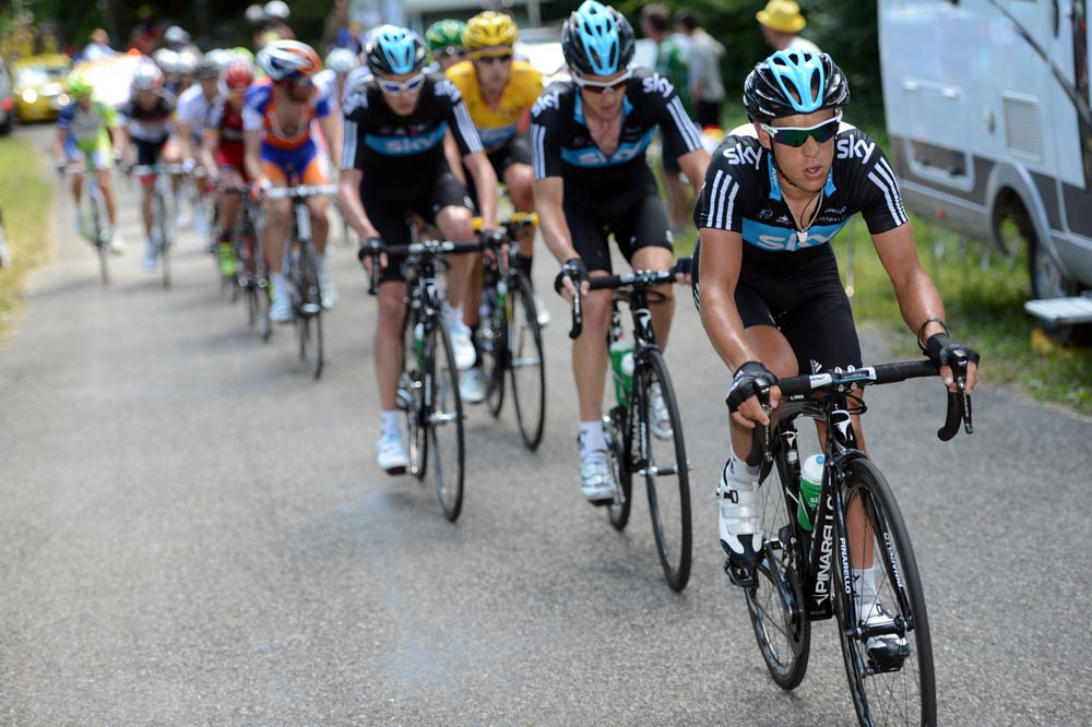 Richie Porte chases, Tour de France 2012, stage 11