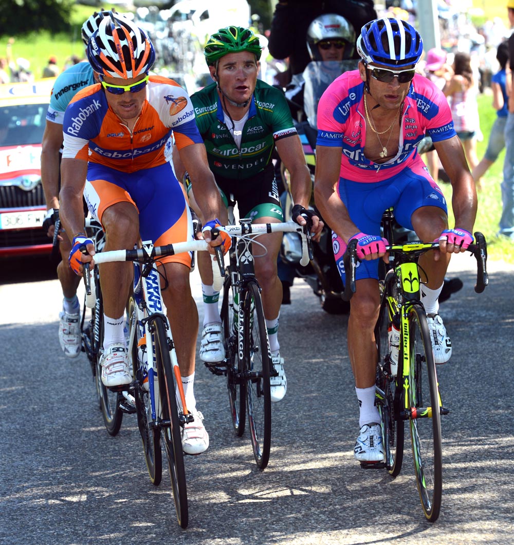 tdf12st10-scarponi-sanchez escape.jpg Michele Scarponi and Luis Leon Sanchez in escape, Tour de France 2012, stage 11