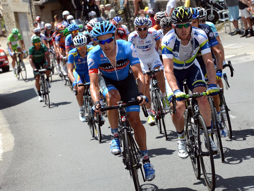tdf12st10-zabriskie-gerrans escape.jpg David Zabriskie and Simon Gerrans in escape, Tour de France 2012, stage 11