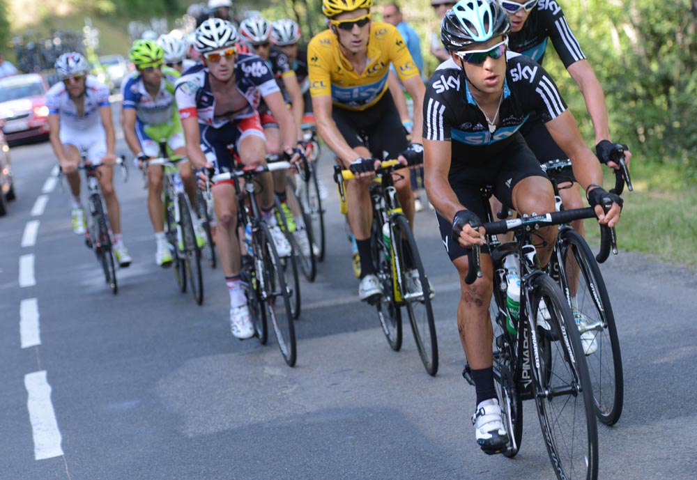 Richie Porte chases, Tour de France 2012, stage 11