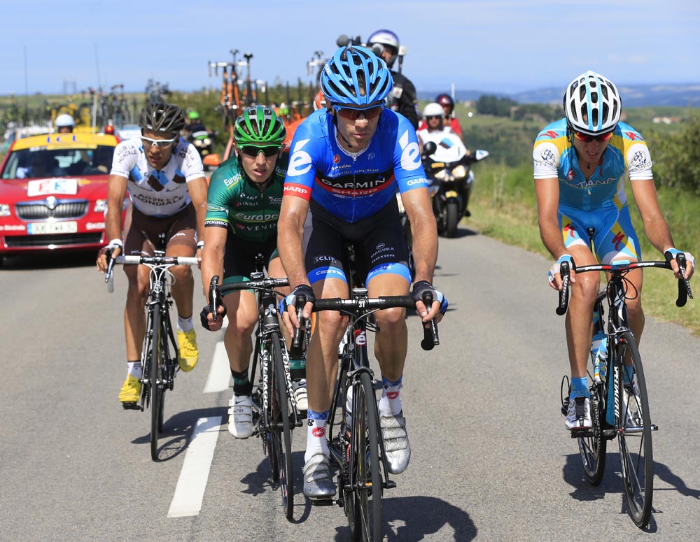 David Millar leads escape, Tour de France 2012, stage 12