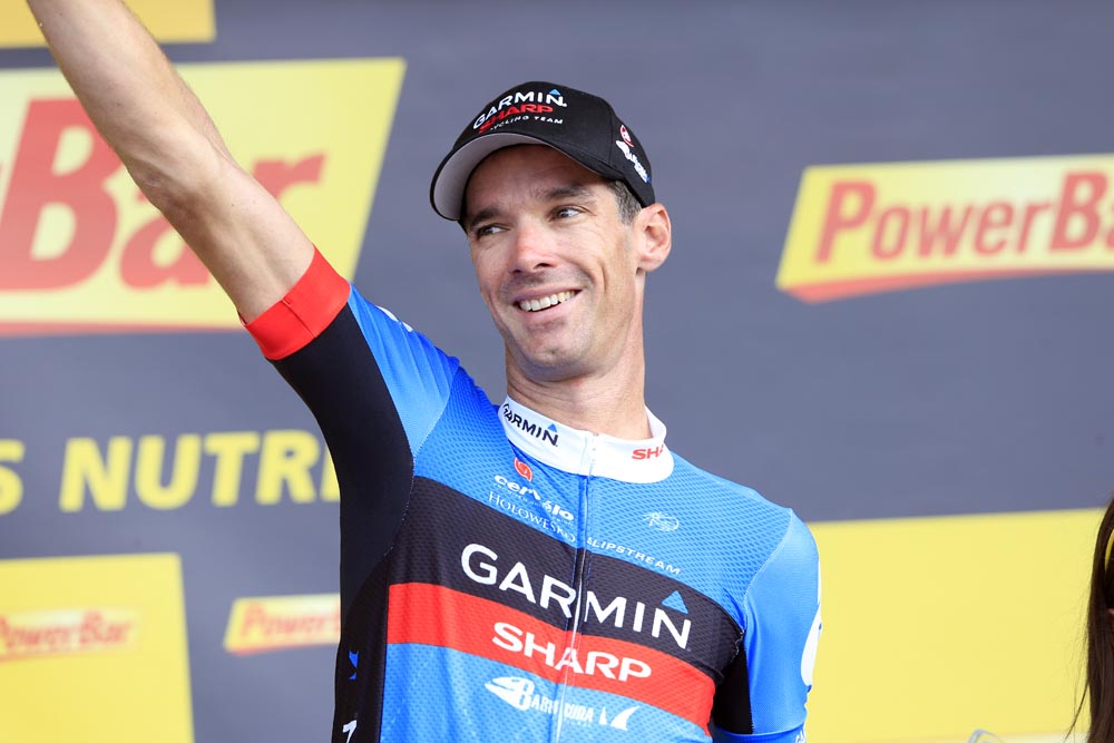 David Millar on podium after winning stage, Tour de France 2012, stage 12
