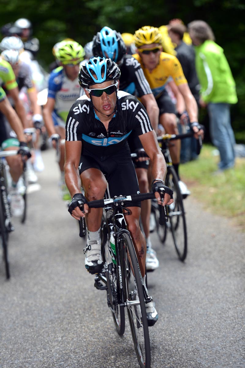 Richie Porte chases, Tour de France 2012, stage 14