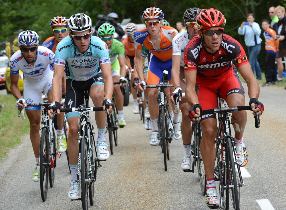 Philippe Gilbert and Martin Velits in escape, Tour de France 2012, stage 14
