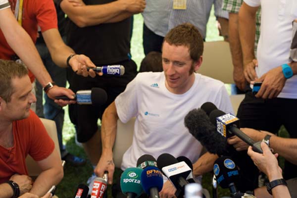 Bradley Wiggins, Sky press conference, Pau rest day, Tour de France 2012 Bradley Wiggins, Sky press conference, Pau rest day, Tour de France 2012