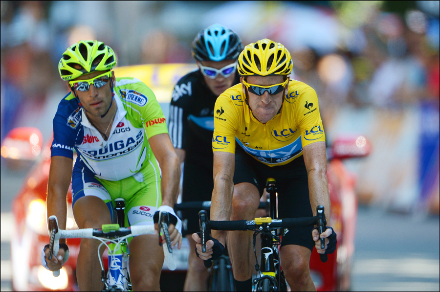 Bradley Wiggins, Vincenzo Nibali and Chris Froome, Tour de France 2012, stage 16 Bradley Wiggins, Vincenzo Nibali and Chris Froome, Tour de France 2012, stage 16
