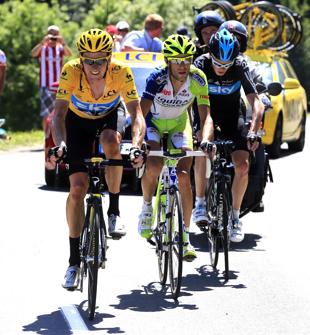 Bradley Wiggins, Vincenzo Nibali and Chris Froome, Tour de France 2012, stage 16