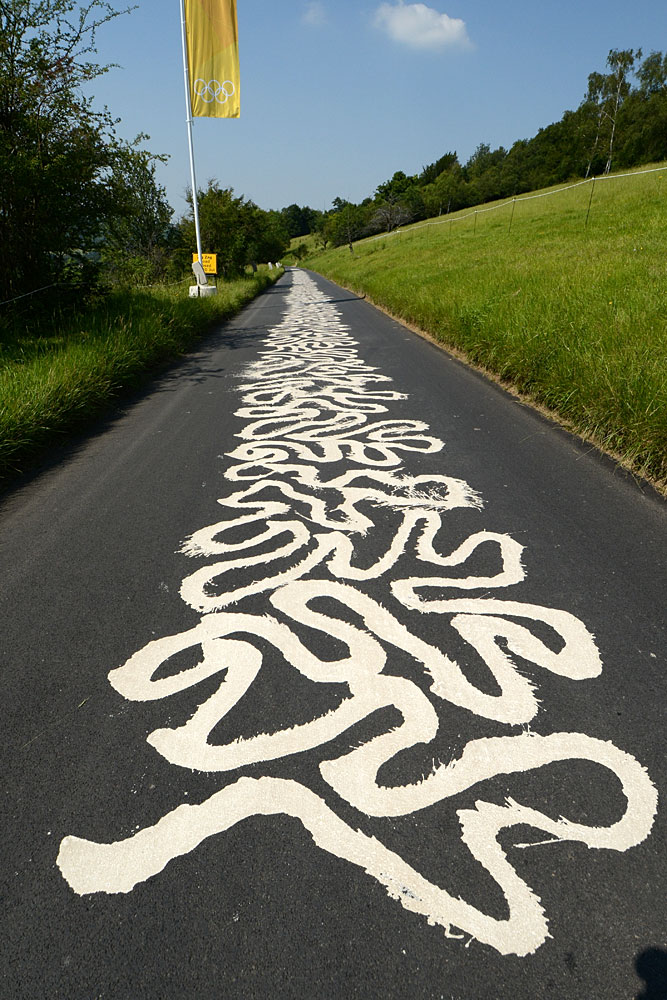 Road painting, London 2012 Olympic Games, road race training, July 26