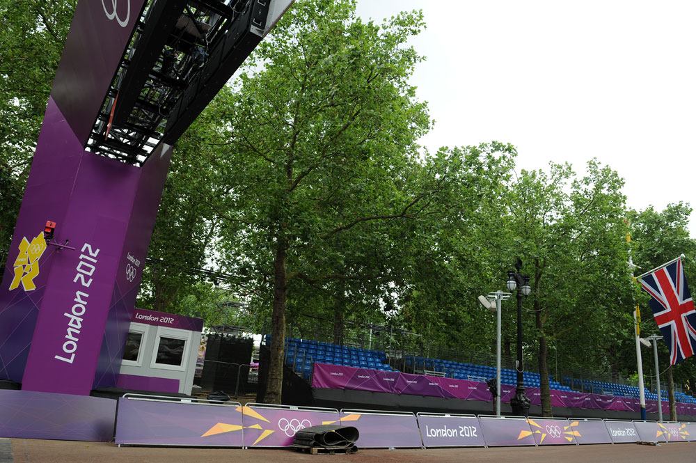 Finish, The Mall, Olympic road race preparations, July 27 2012