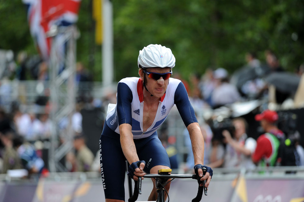 Bradley Wiggins at finish, London 2012 Olympic men's road race 
