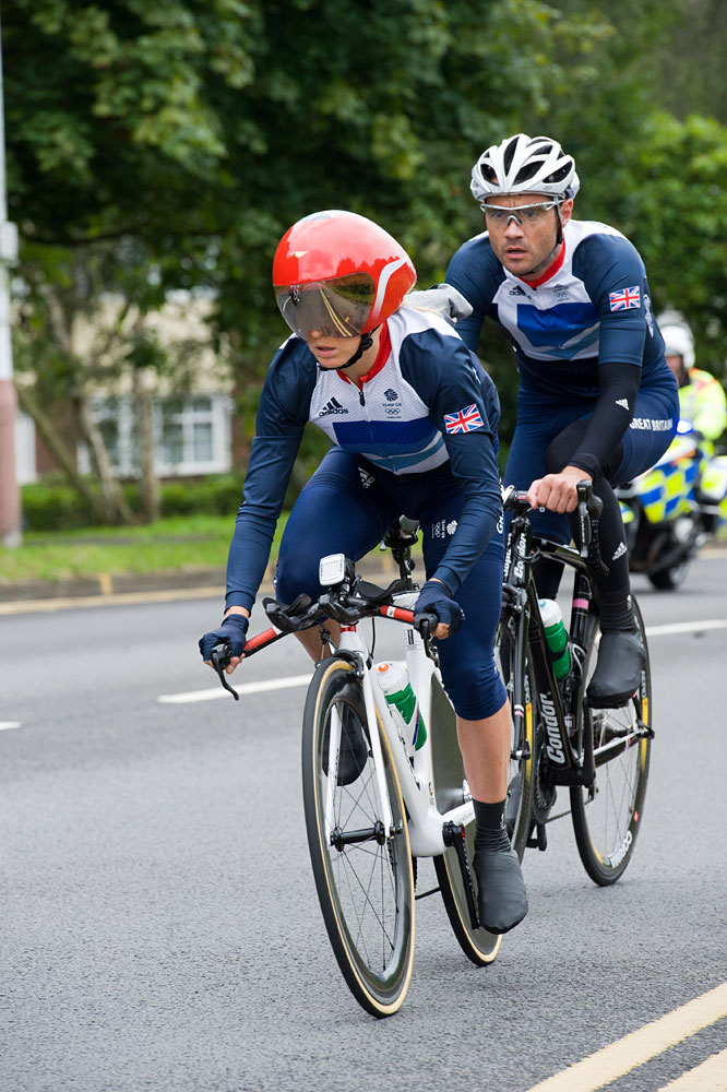 Emma Pooley and Chris Newton, London 2012 Olympic time trial training, 31 July 2012