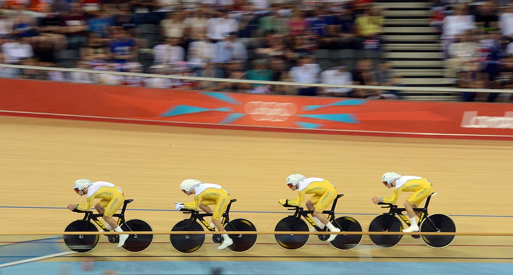 Australia men's team pursuit qualifying, London 2012 Olympic Games, track day one