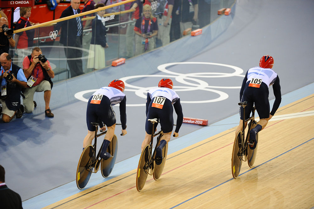 GB men's team sprint, London 2012 Olympic Games, track day one