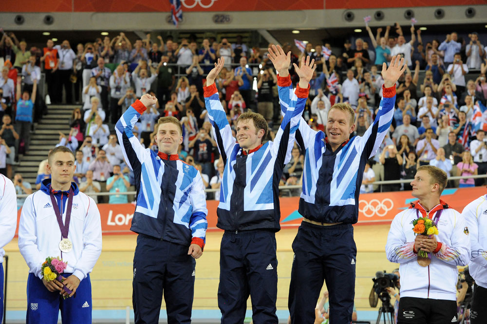 Team sprint podium, London 2012 Olympic Games, track day one