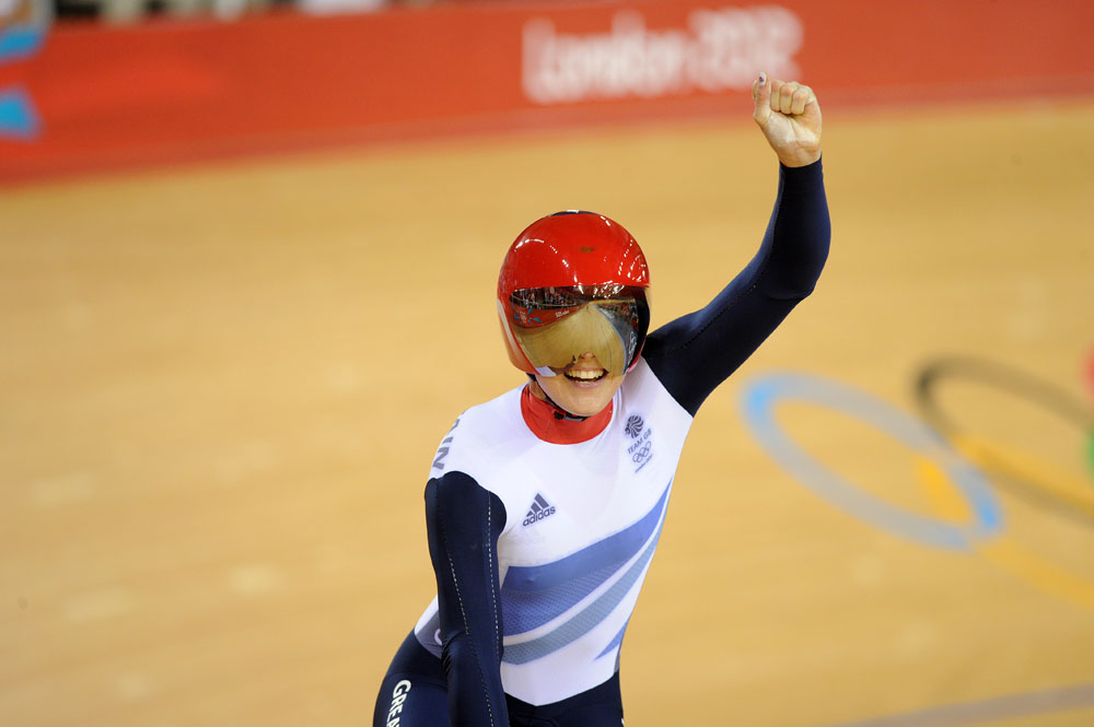 Victoria Pendleton celebrates, London 2012 Olympic Games, track day one