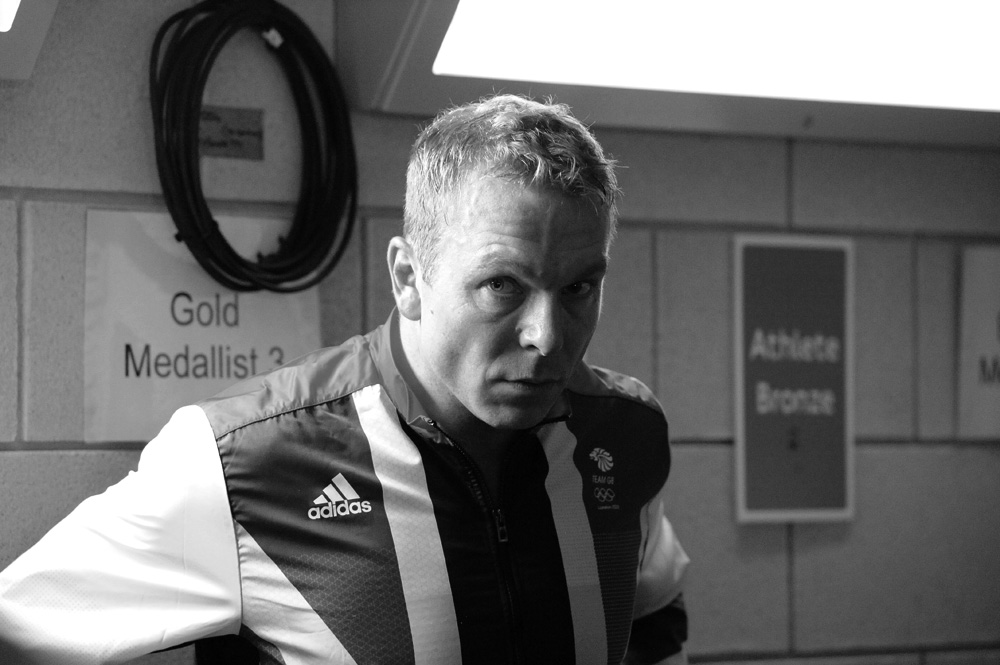 Sir Chris Hoy awaits podium, London 2012 Olympic Games, GB team sprinters Sir Chris Hoy awaits podium, London 2012 Olympic Games, GB team sprinters
