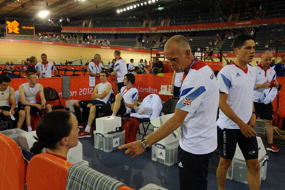 Shane Sutton and Victoria Pendleton, London 2012 Olympic Games, track cycling day two