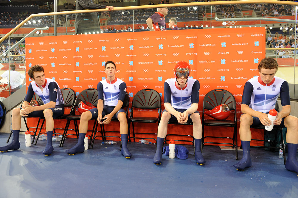 GB team pursuiters, London 2012 Olympic Games, track cycling day two