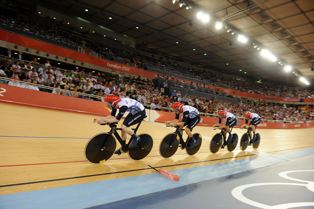 GB team pursuiters, London 2012 Olympic Games, track cycling day two