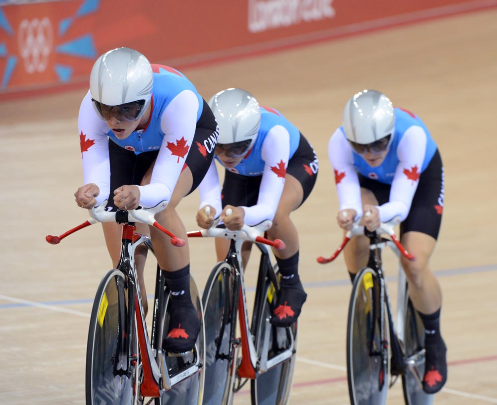Canada, women's team pursuit, London 2012 Olympic Games, track day three evening session