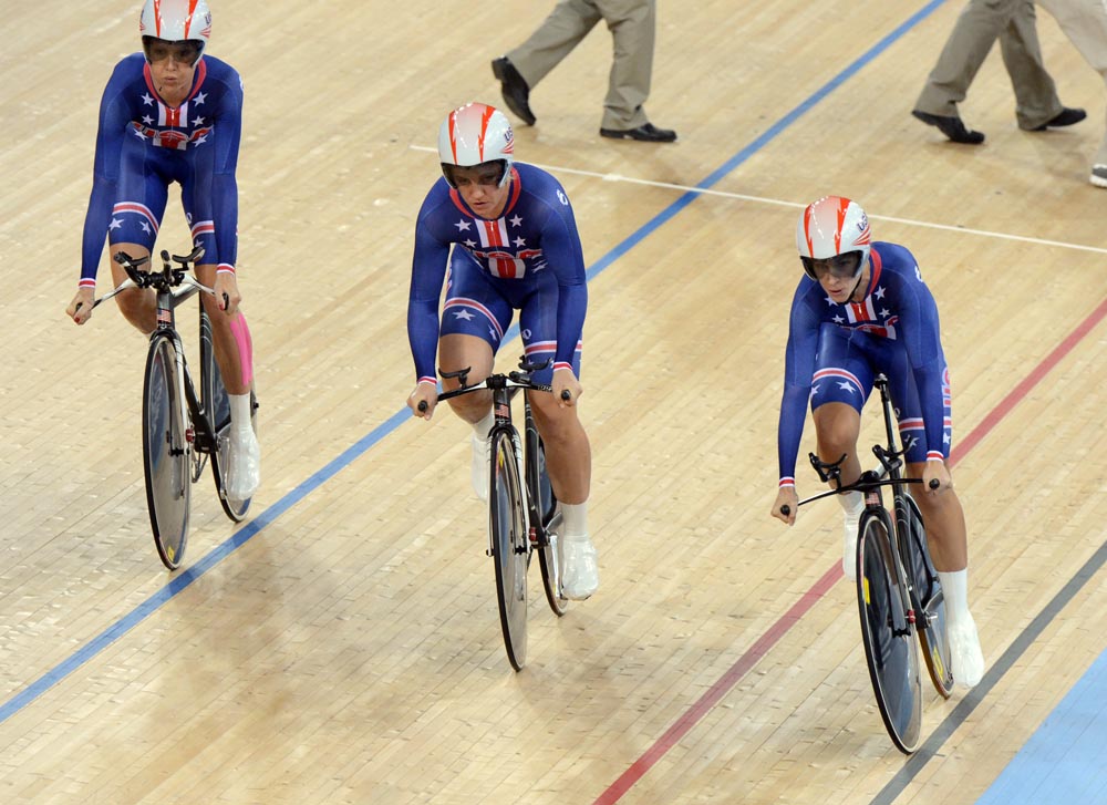 USA, women's team pursuit silver, London 2012 Olympic Games, track day three evening session
