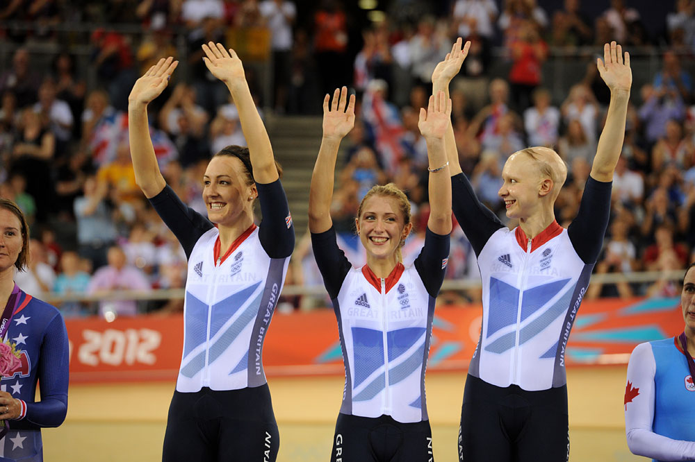Team GB women team pursuit gold, London 2012 Olympic Games, track day three evening session