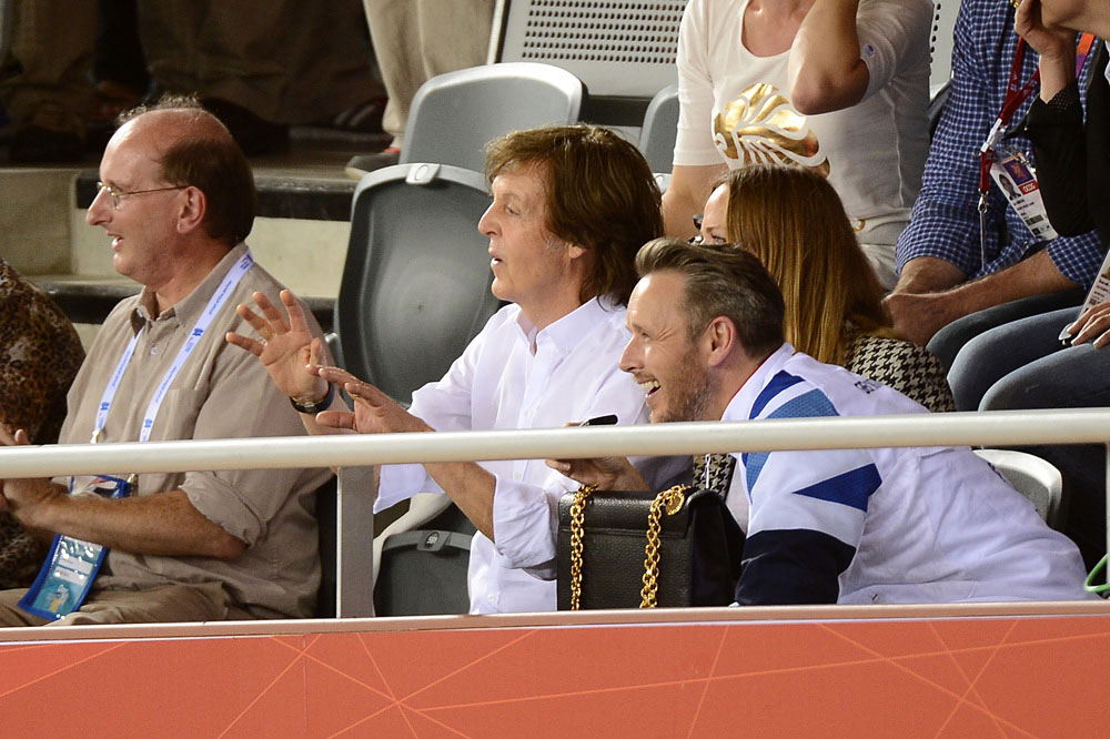 Paul and Stella McCartney watch, London 2012 Olympic Games, track day three evening session