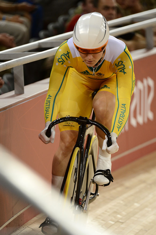 Anna Meares, sprint qualifying, London 2012 Olympic Games, track day four morning session