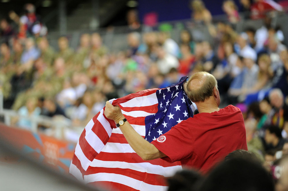 USA flag, London 2012 Olympic Games, track cycling day four morning session