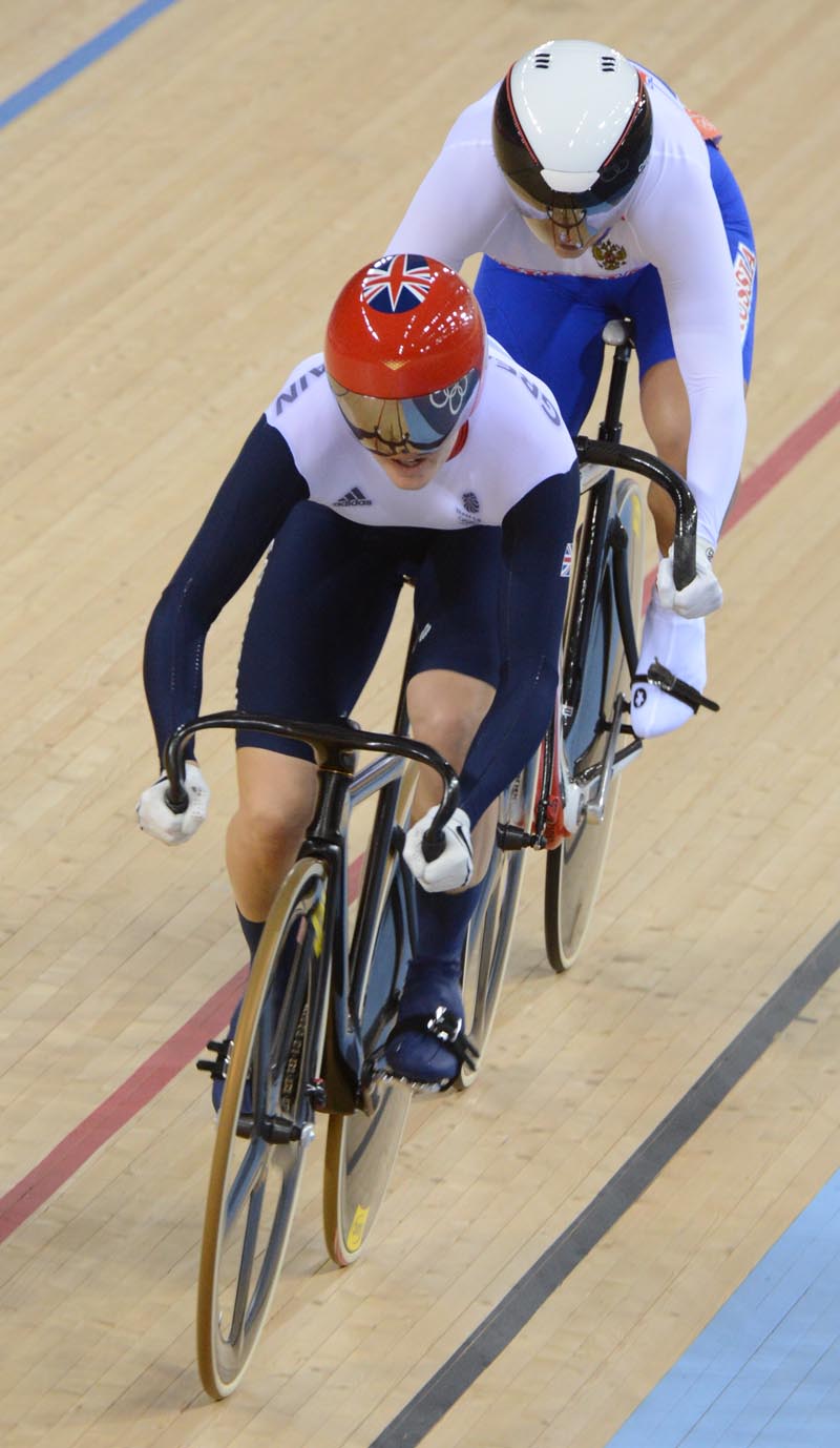 london12-track4-GW-Pendleton sprints.jpg Victoria Pendleton, sprint, London 2012 Olympic Games, track day four evening session