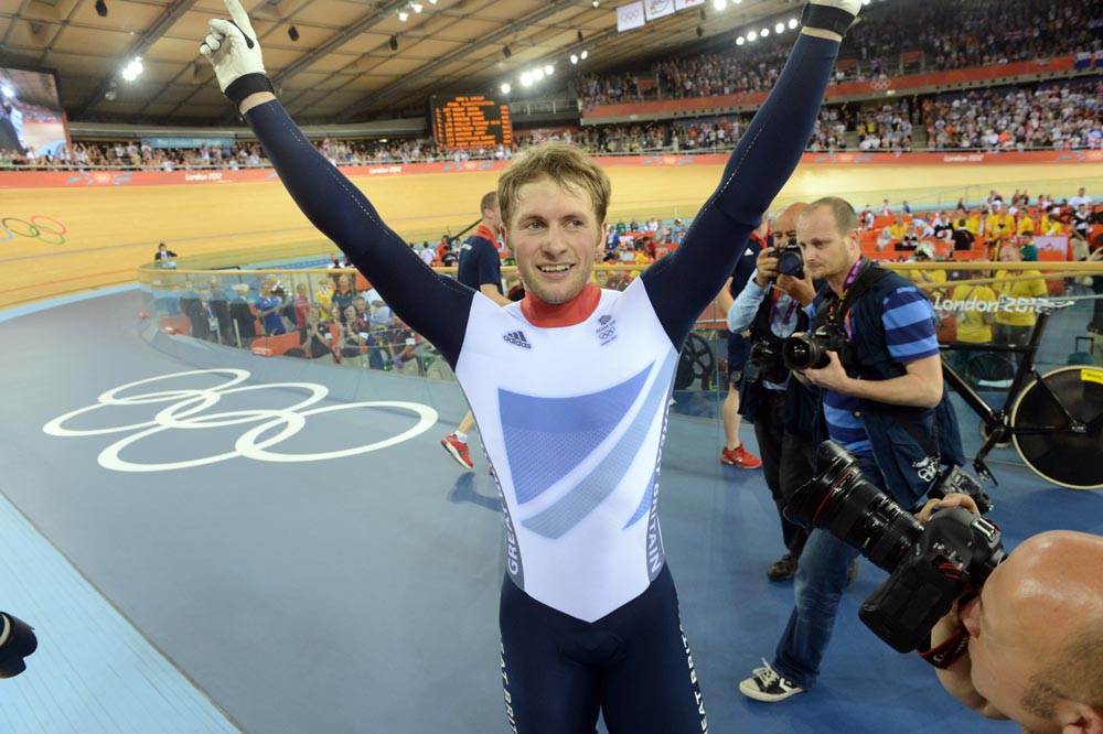 london12-track5-gw-kenny cheers.jpg Jason Kenny celebrates winning sprint gold, London 2012 Olympic Games, track day 5