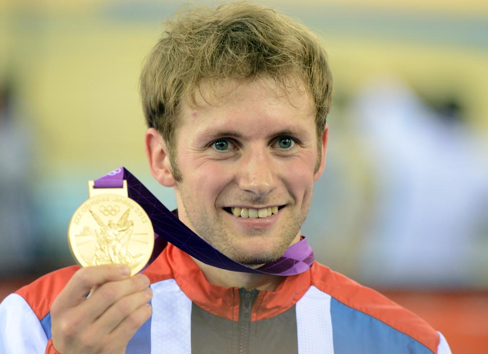 Jason Kenny celebrates winning sprint gold, London 2012 Olympic Games, track day 5 Jason Kenny celebrates winning sprint gold, London 2012 Olympic Games, track day 5