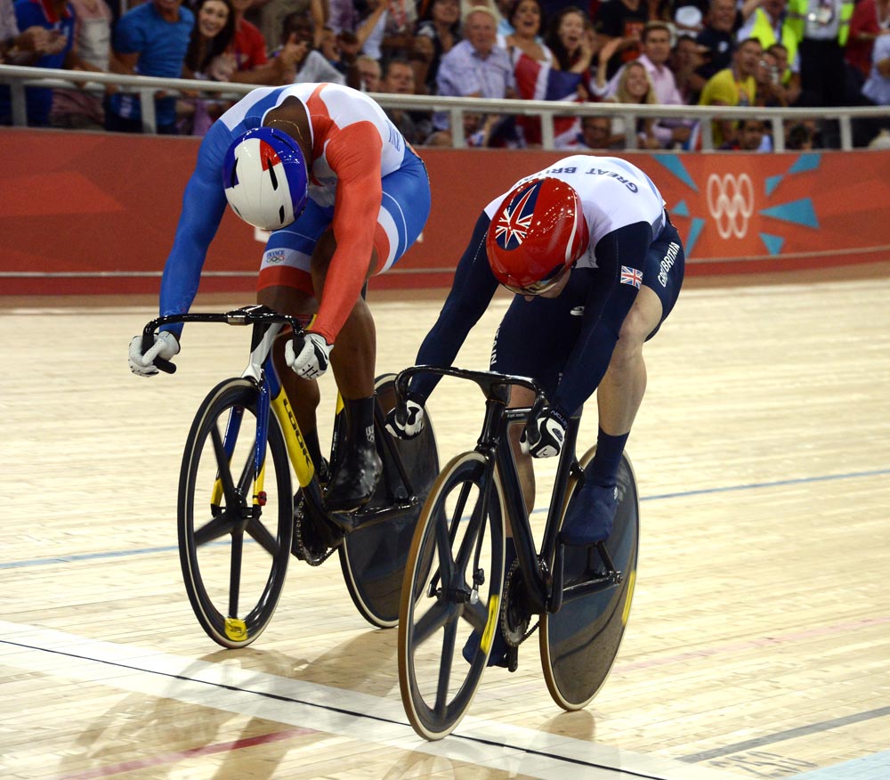 Jason Kenny beats Gregory Bauge in final, London 2012 Olympic Games, track day 5