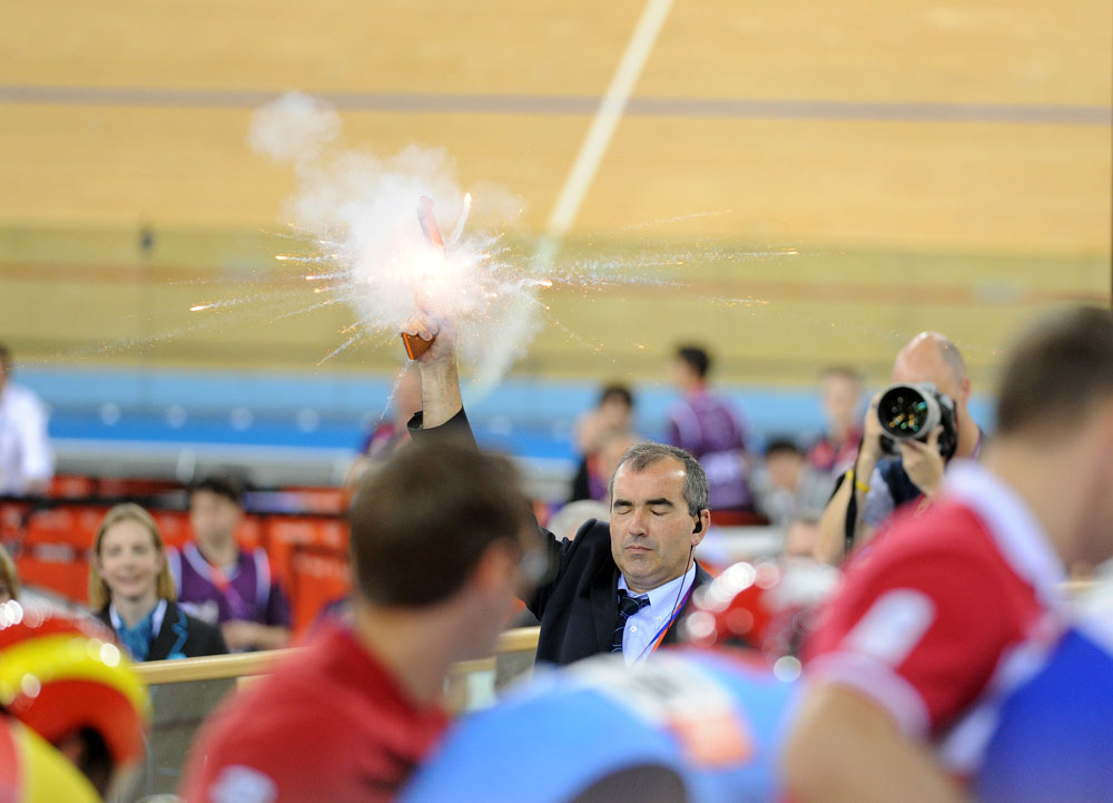 Keirin start, London 2012 Olympic Games, track day six morning session
