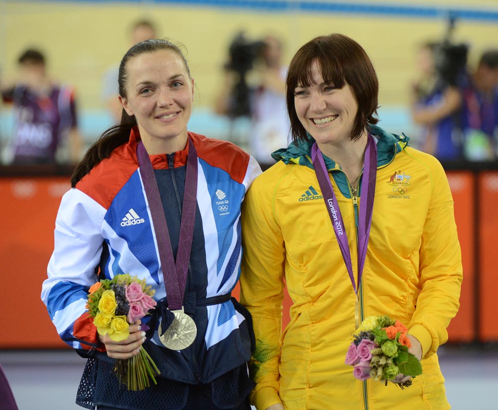 Victoria Pendleton and Anna Meares, silver and gold in sprint, London 2012 Olympic Games, track day six