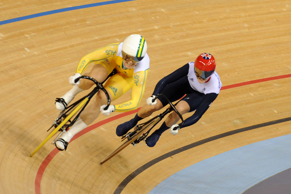 Meares and Pendleton in sprint final, London 2012 Olympic Games, track day six