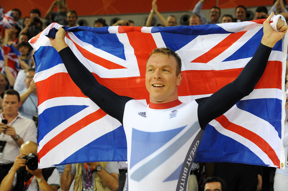 Sir Chris Hoy celebrates, London 2012 Olympic Games, track day six Sir Chris Hoy celebrates, London 2012 Olympic Games, track day six