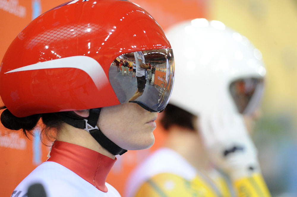 Victoria Pendleton waits, London 2012 Olympic Games, track day six