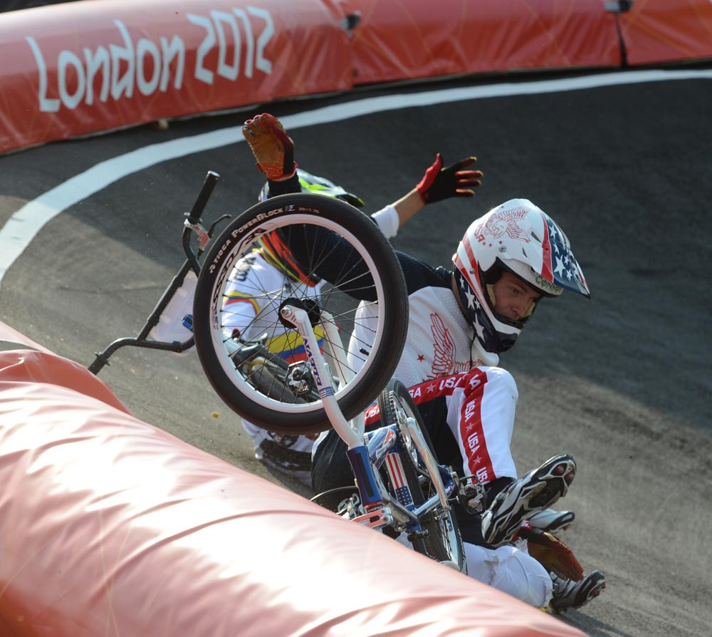 Fields crashes, BMX finals, London 2012 Olympic Games