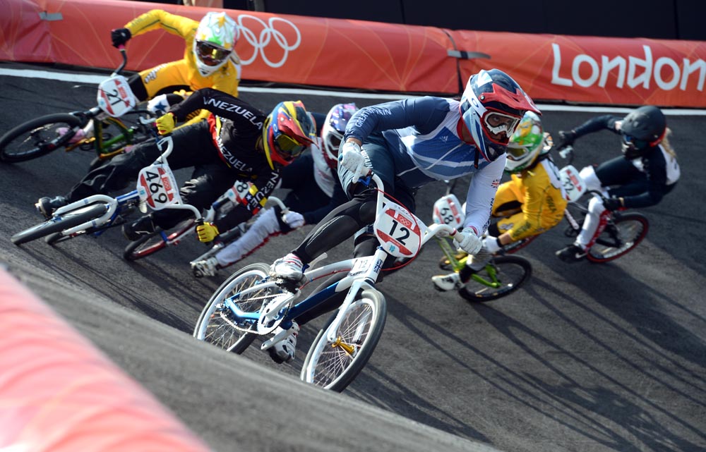 Reade in semi-finals, BMX finals, London 2012 Olympic Games